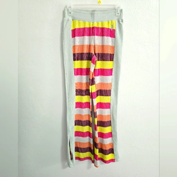 NWOT Free People Movement Melody Kick Flares Sherbet Stripes Size X-Small - Picture 2 of 5